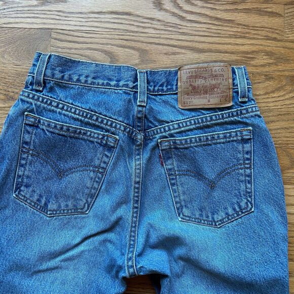 VINTAGE LEVIS 517 BOOT CUT LOW RISE DENIM JEANS SZ 7 JR - Picture 9 of 9